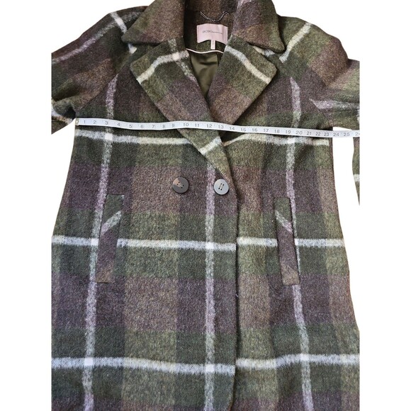 BCBGeneration Preppy Plaid Mid-length Coat Womens XL Forest Moss Green Academia - Picture 7 of 10